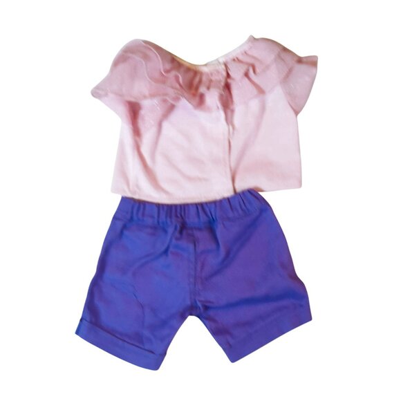 Build-A-Bear Workshop Pink Sequin Blouse with Purple Shorts Set for Plush Dolls - Picture 2 of 4